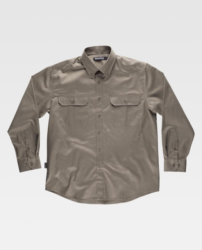Camisa de trabajo industrial drill manga larga color beige