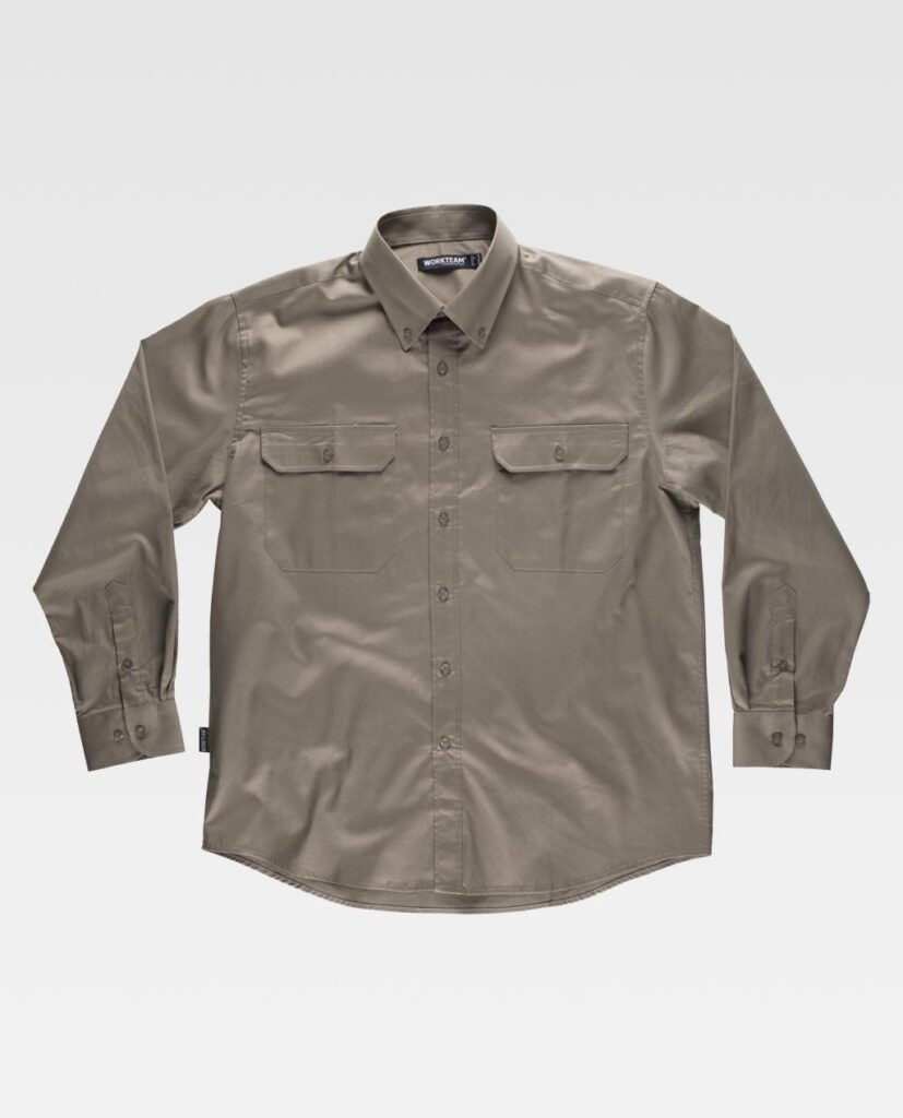 camisa de trabajo industrial drill manga larga coor beige