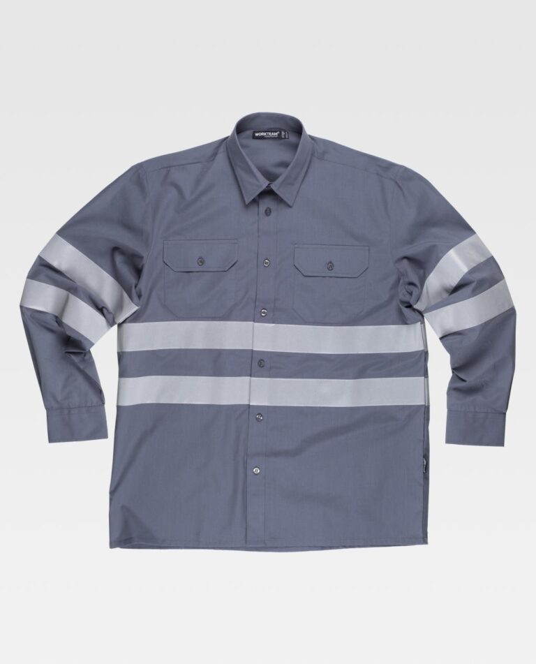 Camisa drill ploma manga larga con cinta reflectiva