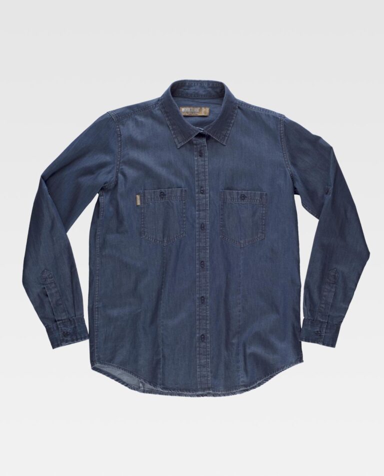 Camisa de trabajo denim procesada azu