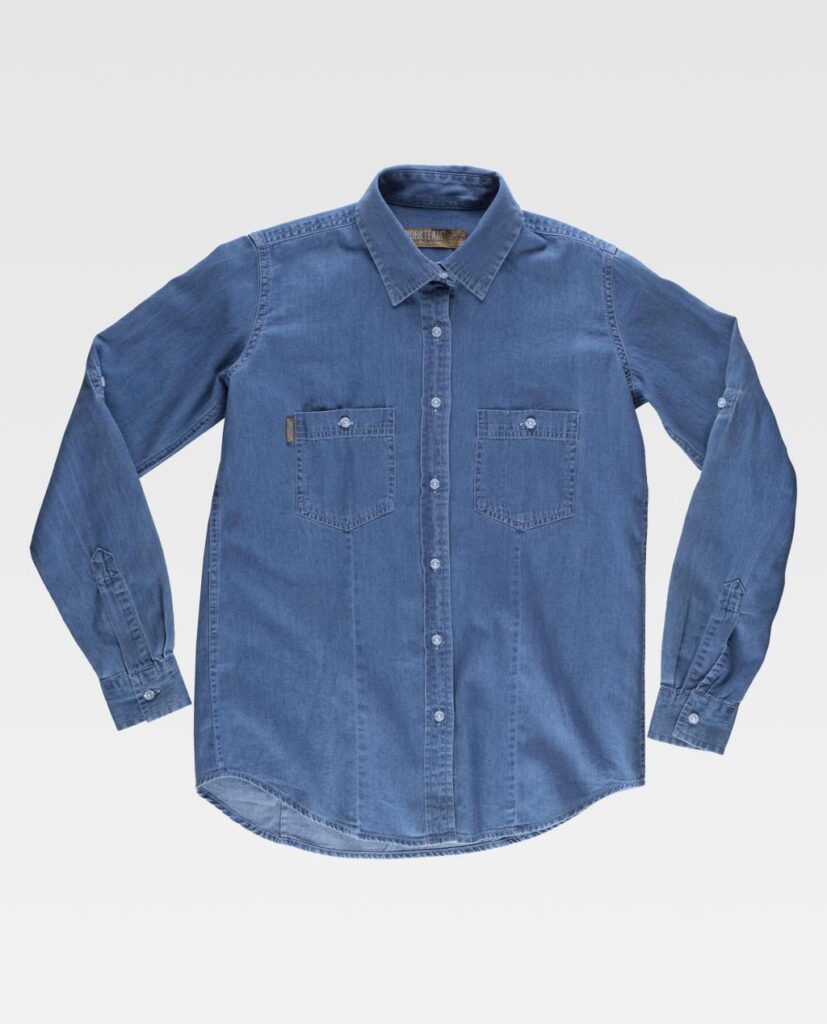 camisa denim procesada color celeste